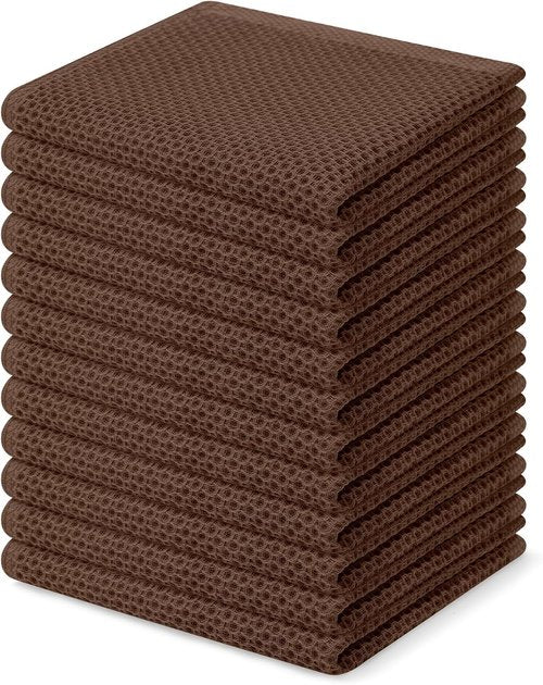 Homaxy Kitchen Dish Cloths - 100% Cotton Waffle Weave, Ultra Soft & Absorbent, 12 x 12 Inches, 12-Pack, Coffee