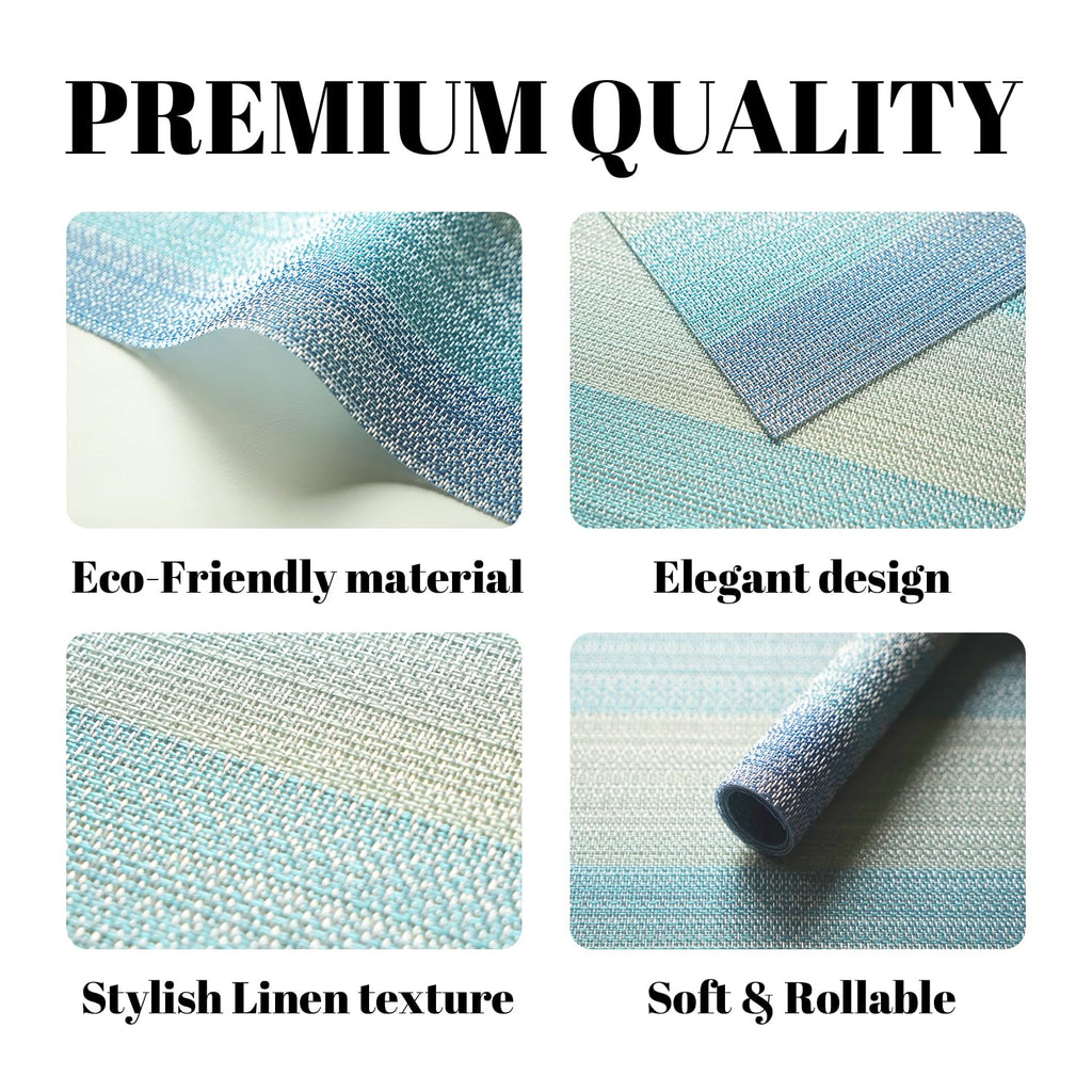 SUMYMERY Placemats Set of 4 Vinyl/Plastic Woven Place Mats for Kitchen Table Indoor/Outdoor Washable Placemat Wipeable Dining Table Mats (Ocean Geode,4)