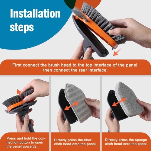 CLEANHOME Tub Tile Scrubber Brush with 3 Different Function Cleaning Pads and 56" Extendable Long Handle-No Scratch for Cleaning Bathroom Kitchen Toilet Wall Sink,Orange