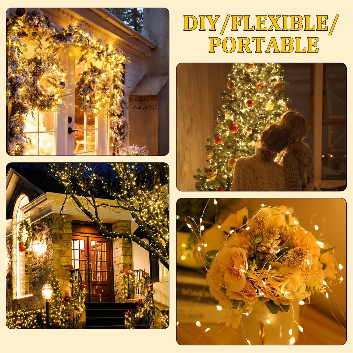 Skiennix Mini Battery-Powered Copper Wire Fairy Lights - 16ft Warm White String Lights for Bedroom, Christmas, Weddings & Parties