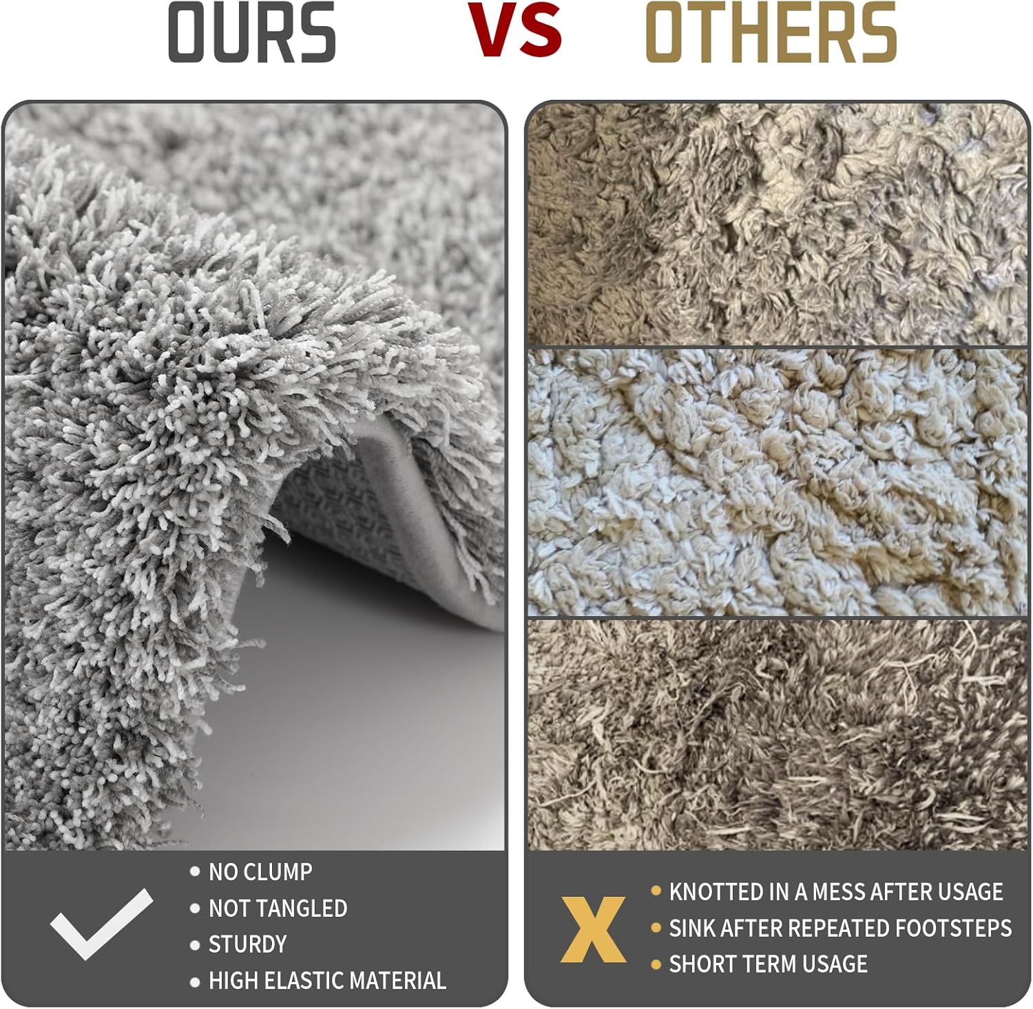 Yimobra Bathroom Rugs - Ultra Soft Non-Slip Washable Bath Mats | Plush Microfiber, 24x17, Light Gray & White