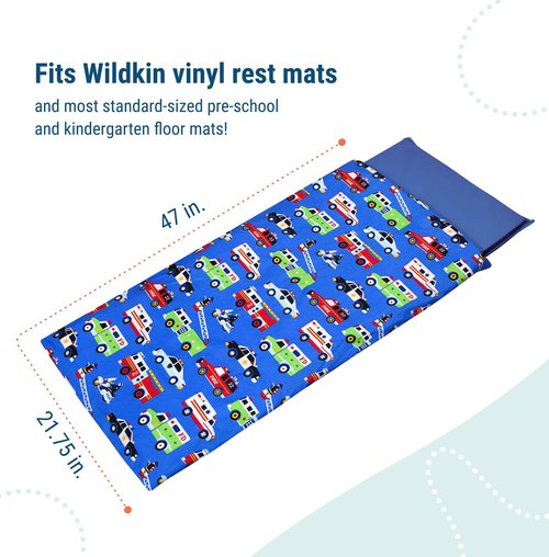 Wildkin Kids Microfiber Nap Mat Cover – Soft, Durable & Fits 1.5" Vinyl Sleep Mats (Heroes)