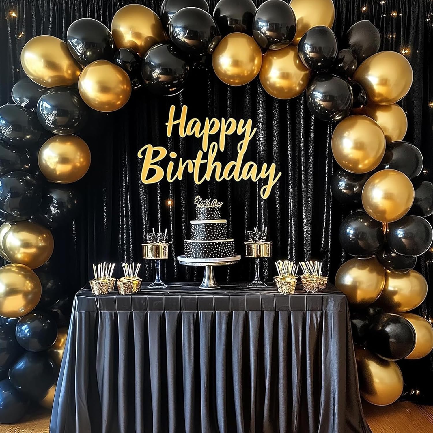 RUBFAC Metallic Gold Balloon Garland Kit - 154pcs in Various Sizes for Birthday, Graduation & Wedding Decor