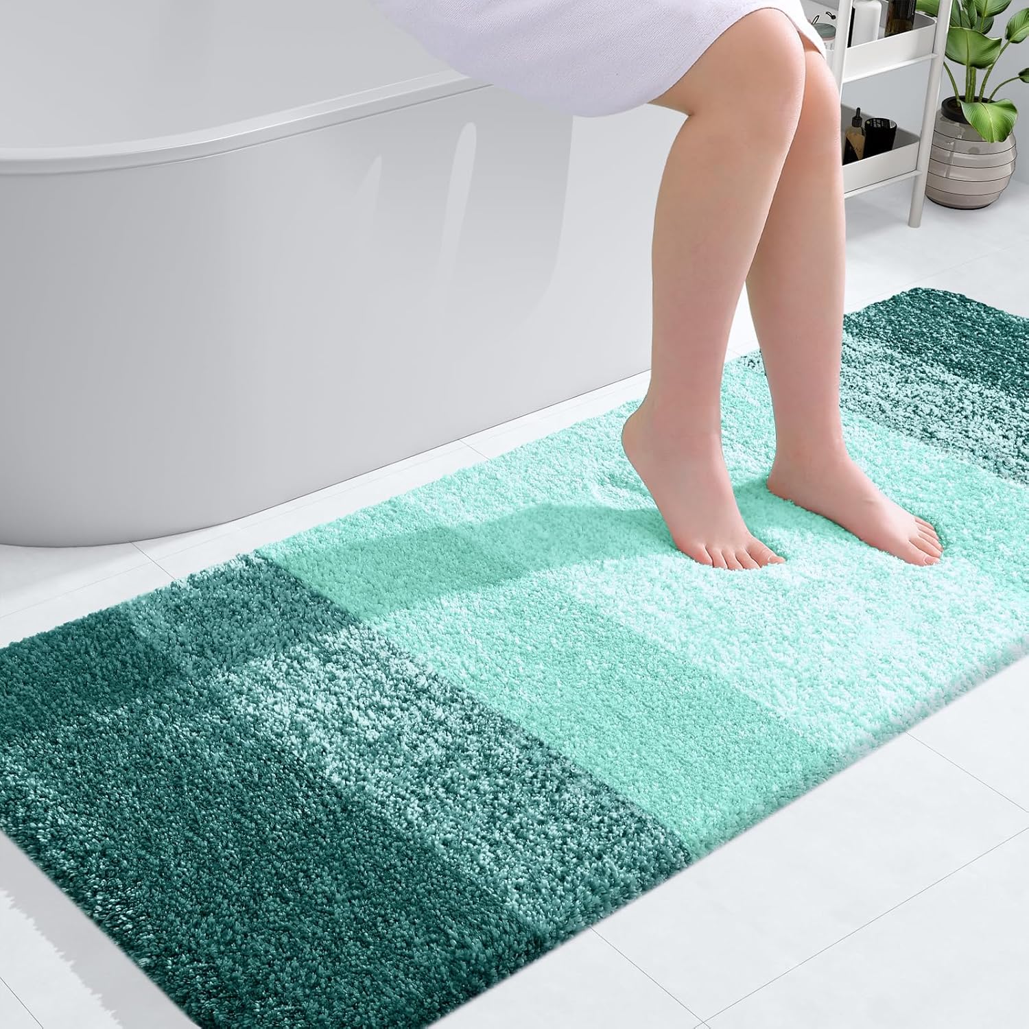 OLANLY Large Bathroom Rug Mat - Extra Soft Microfiber, Quick Dry & Washable | 50x30 Inches, Blackish Green