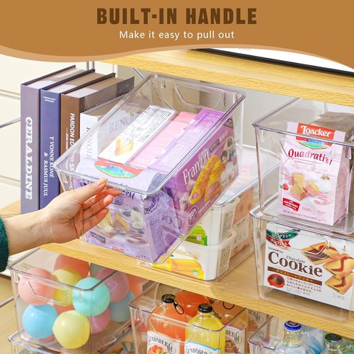 Clear Storage Bins by [Brand Name] - 6 Pack 7 Quart Stackable Containers with Lids & Handles for Home Organization