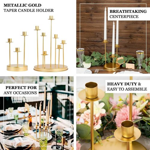 Efavormart 15" Tall Gold Metal Cluster Taper Candle Holder - Elegant Wedding Centerpiece Candelabra
