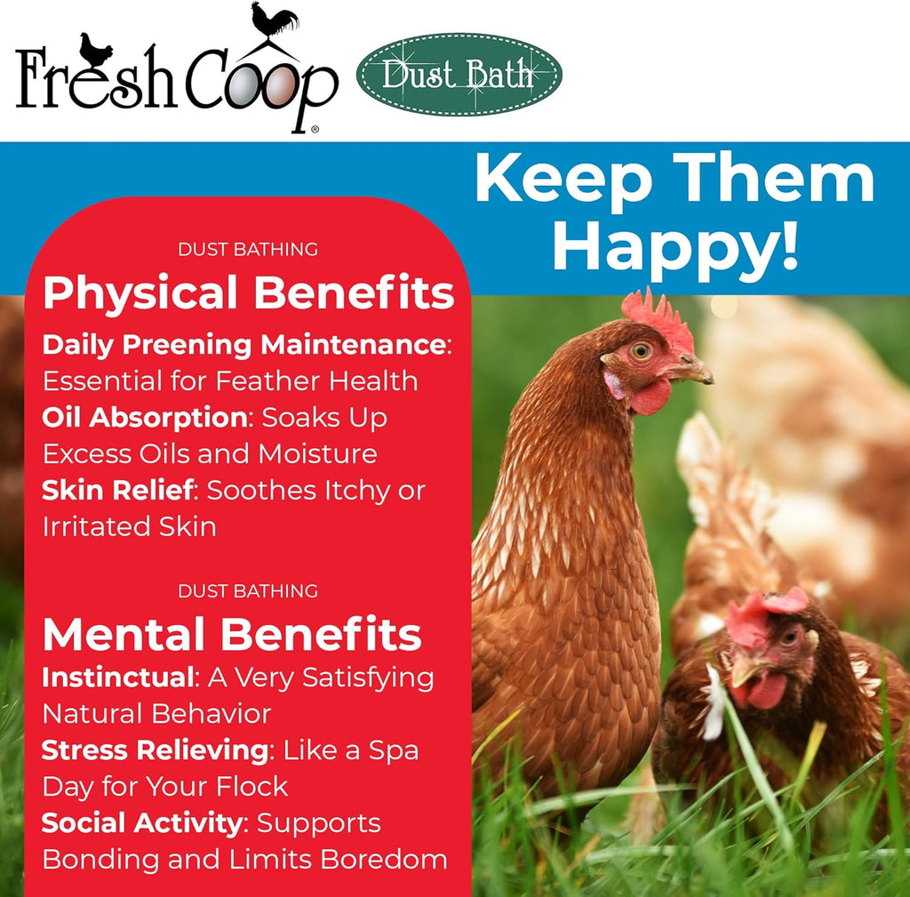 Progressive Planet Fresh Coop Dust Bath - 20lbs Food-Grade Diatomaceous Earth & Calcium Clay for Healthy Feathers