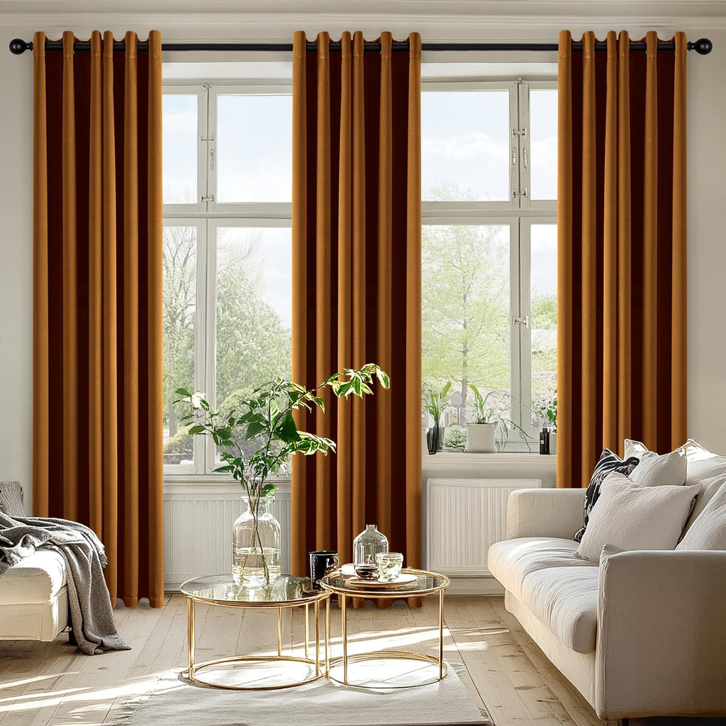 MIULEE Gold Brown Blackout Curtains - Thermal Insulated Room Darkening Drapes | 72-Inch, 2 Panels