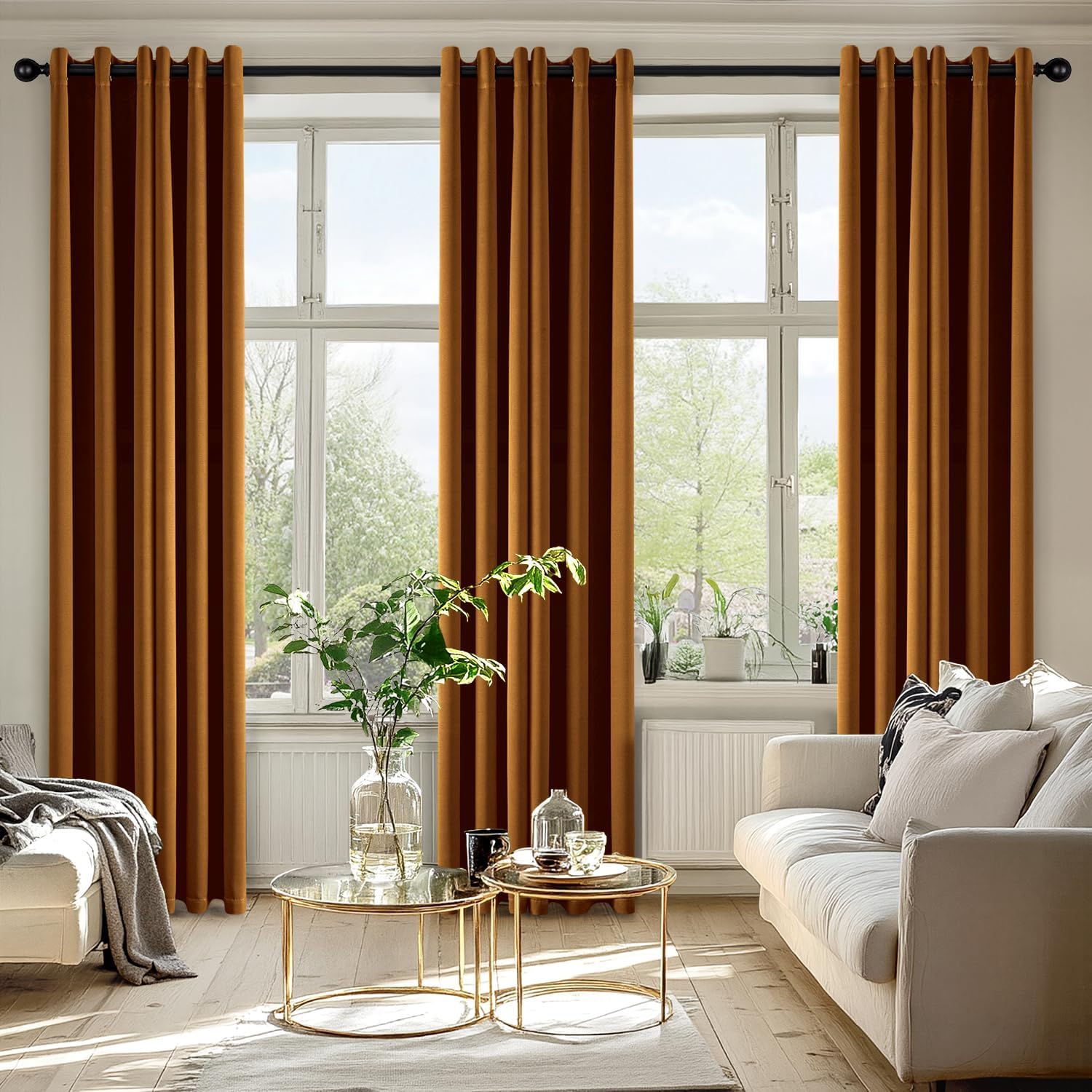 MIULEE Gold Brown Blackout Curtains - Thermal Insulated Room Darkening Drapes | 72-Inch, 2 Panels