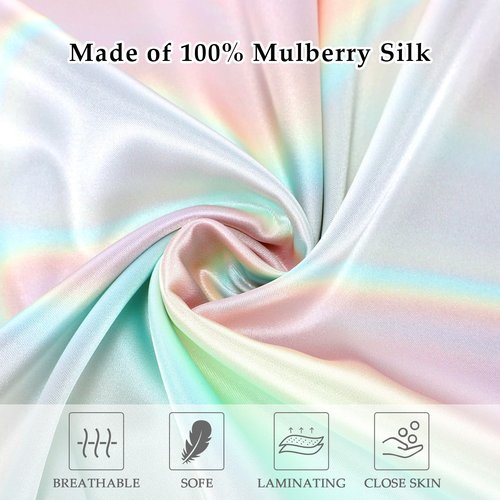2 Pack Satin Pillowcase with Hidden Zipper, Adjustable Satin Eye Mask for Sleeping and Satin Volume Scrunchie for Hair and Skin, Standard Size(Aurora,Classic Style)