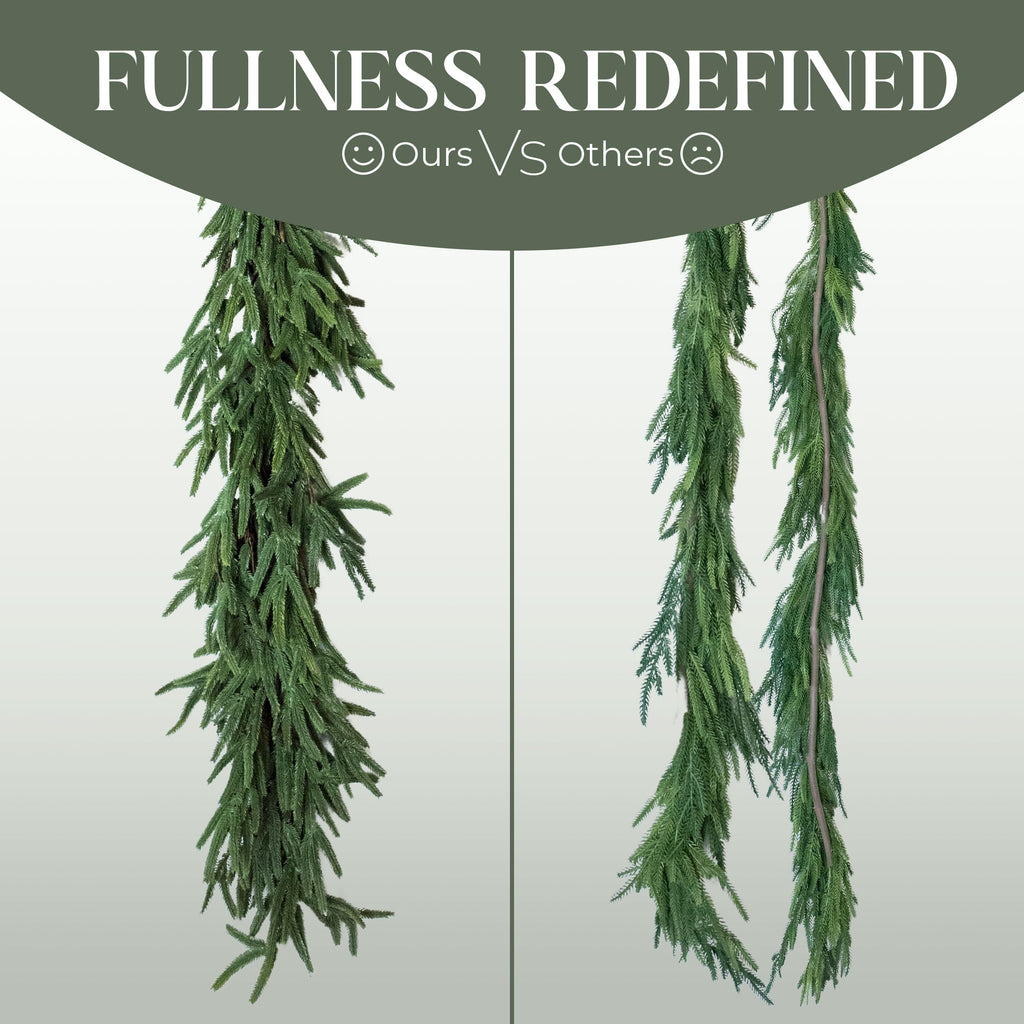 Vita Domi 72" Real Touch Norfolk Pine Garland Realistic 6ft, Christmas Garland for Mantle, Stairs, Fireplace, Soft and Bendable Real Touch Garland Christmas Greenery, Evergreen Christmas Garlands