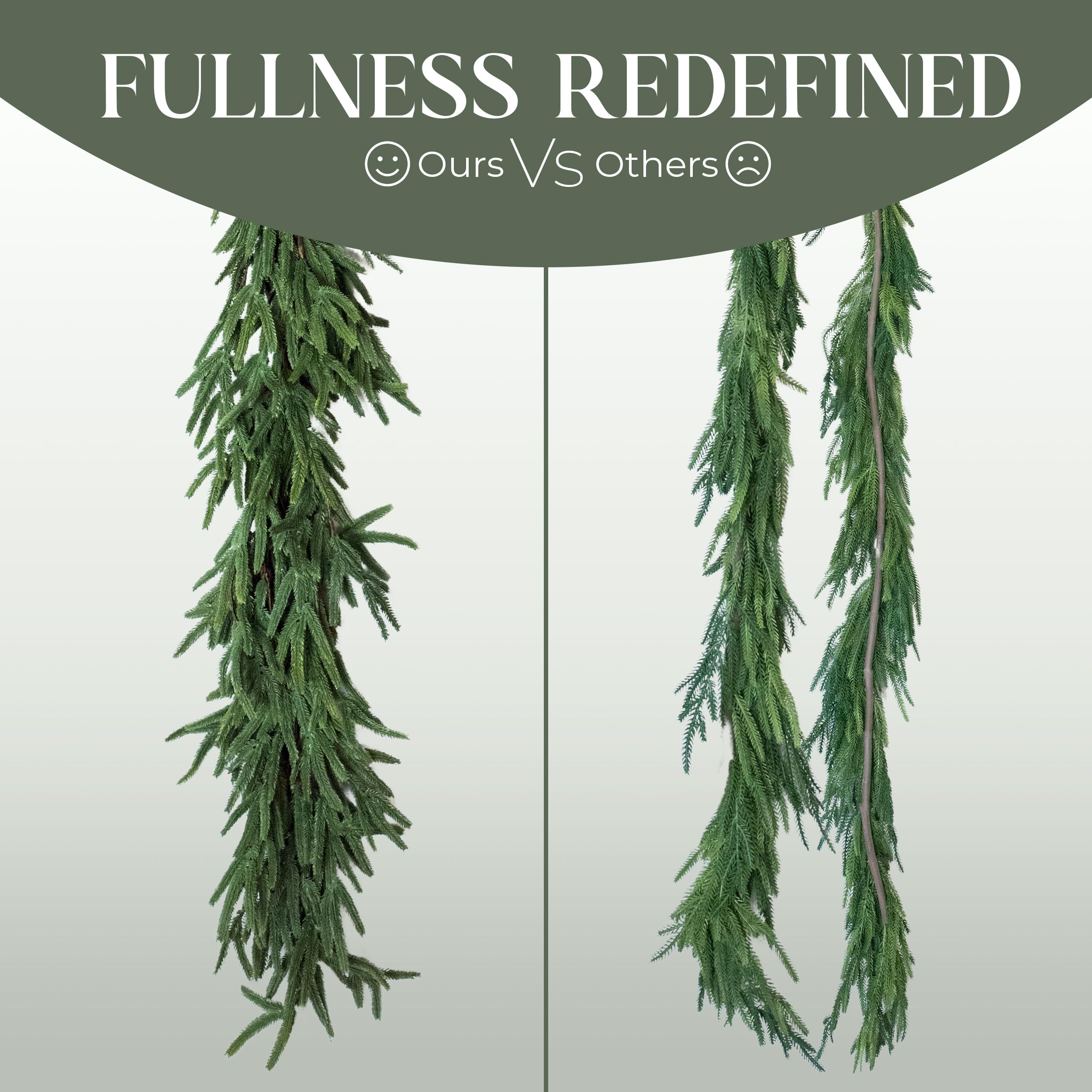 Vita Domi 72" Real Touch Norfolk Pine Garland Realistic 6ft, Christmas Garland for Mantle, Stairs, Fireplace, Soft and Bendable Real Touch Garland Christmas Greenery, Evergreen Christmas Garlands