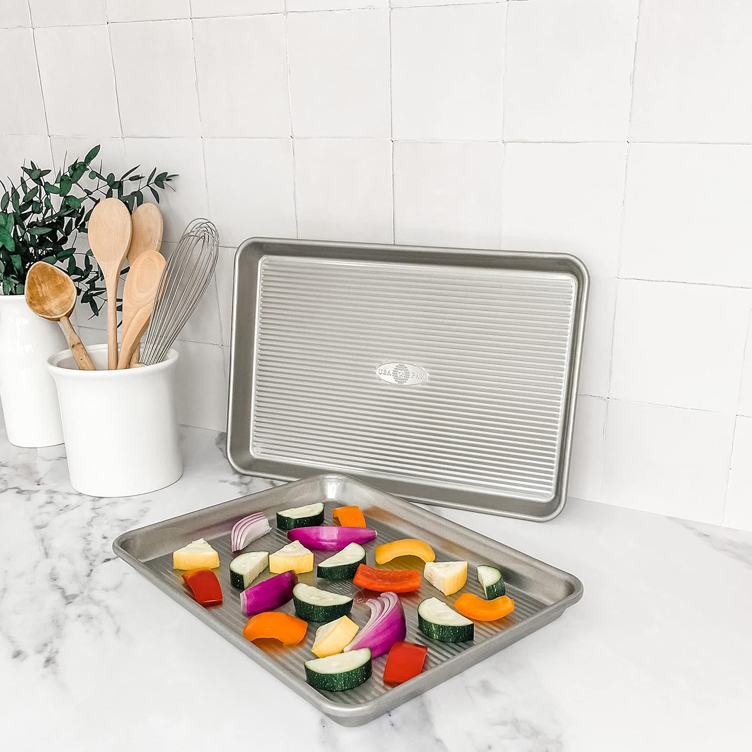 USA Pan Nonstick Quarter Sheet Pan Set - Perfect for Baking | Set of 2 Durable Pans