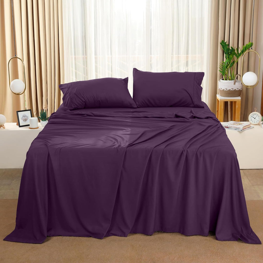 Utopia Bedding Full Sheet Set - Soft Microfiber 4-Piece Bed Sheets for Full Size Bed | Dark Purple