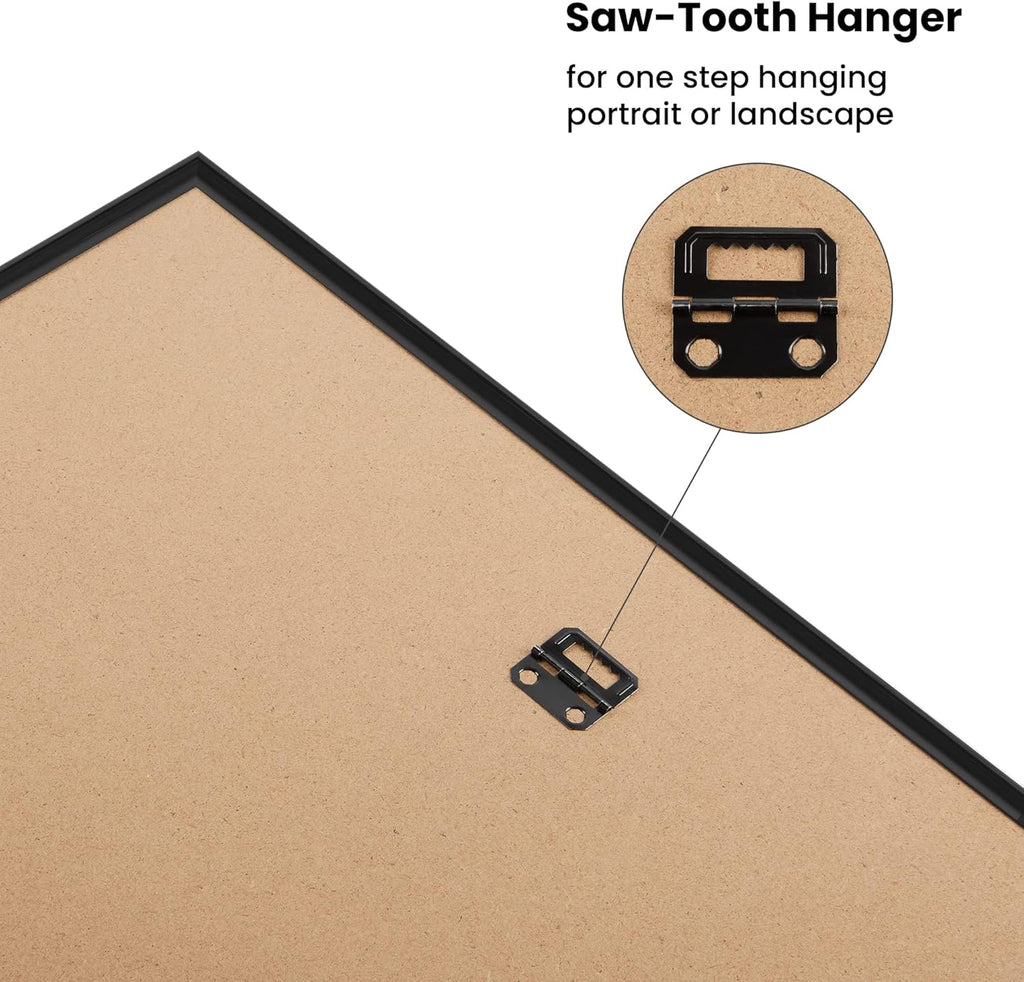 Upsimples 18x24 Picture Frame - Scratch-Proof Black Poster Frames for Photo Gallery | 3 Pack, Horizontal/Vertical Mounting