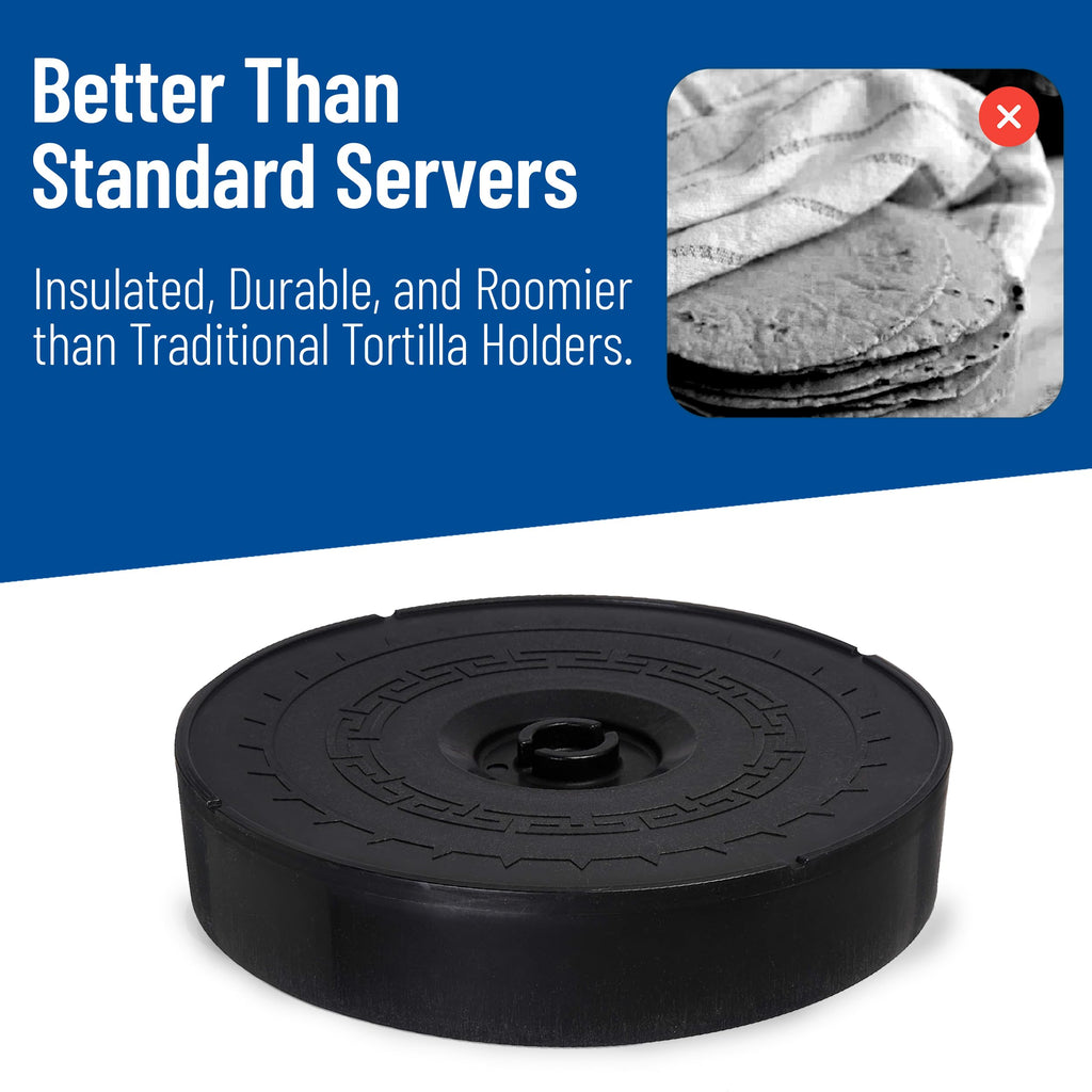 Carlisle FoodService Products Jumbo Server Tortilla Server with Insulated Lid for Kitchens, Restaurants, Catering, Plastic, 12.75 X 2.625 Inches, Black