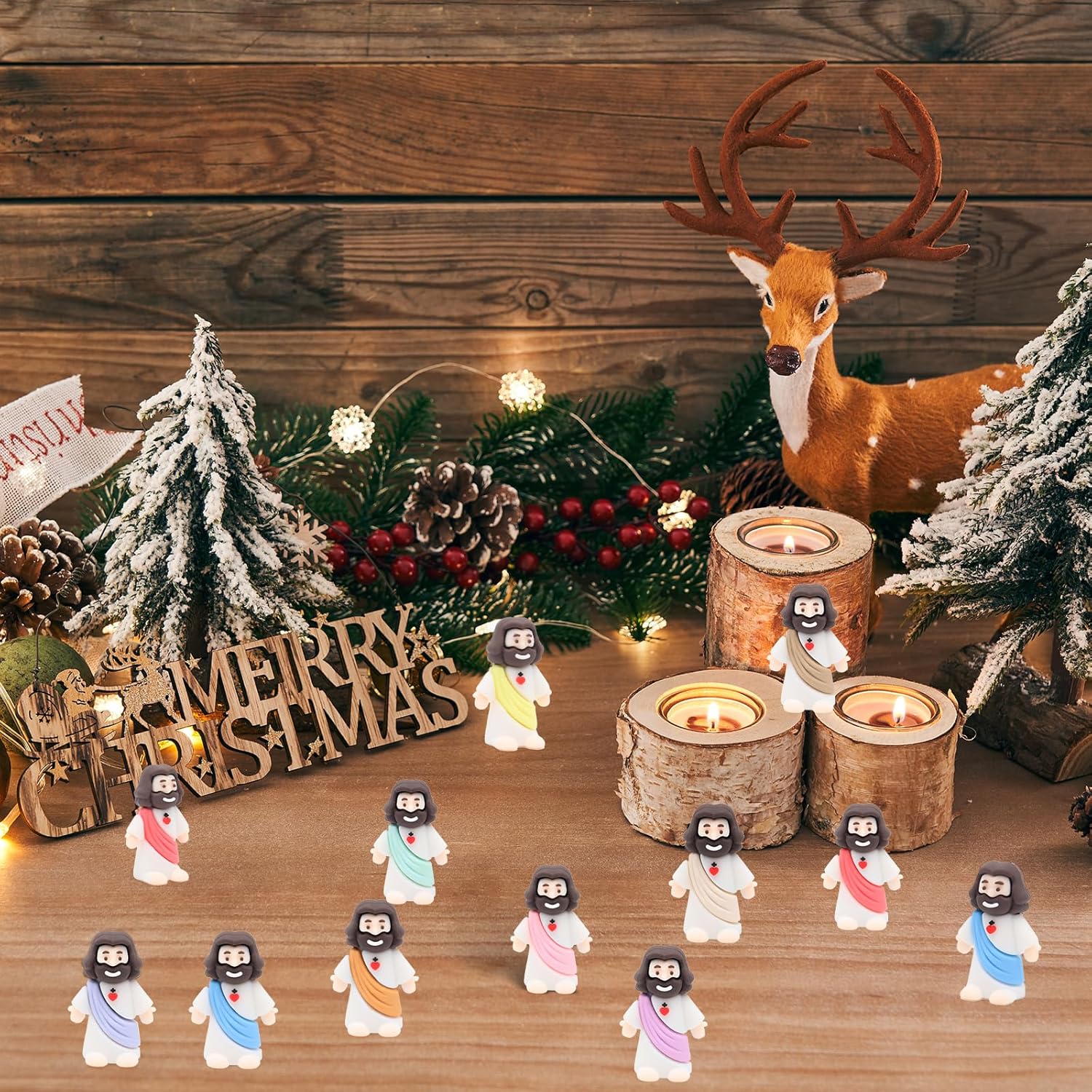 Owurha Pocket Jesus Mini Figures - 100 Pcs Original Design Religious Party Favors | Baptism & Easter Gifts