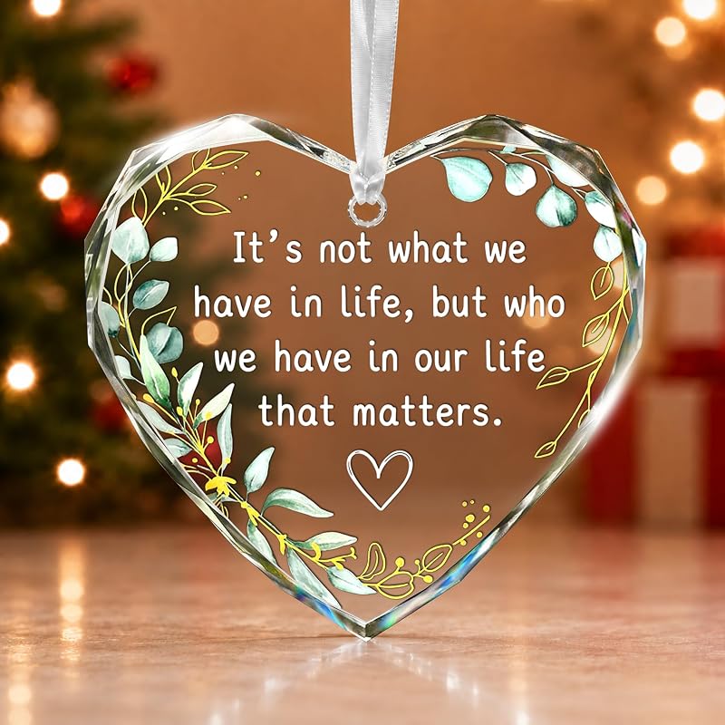 Friendship Ornament for Women - Clear Glass Heart Christmas Keepsake, Variation of THIS Listing: Friendship 2