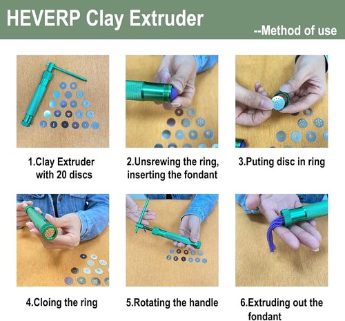 HEVERP Stainless Steel Clay Extruders - Sugar Paste & Fondant Decorating Tool Set | Green Color
