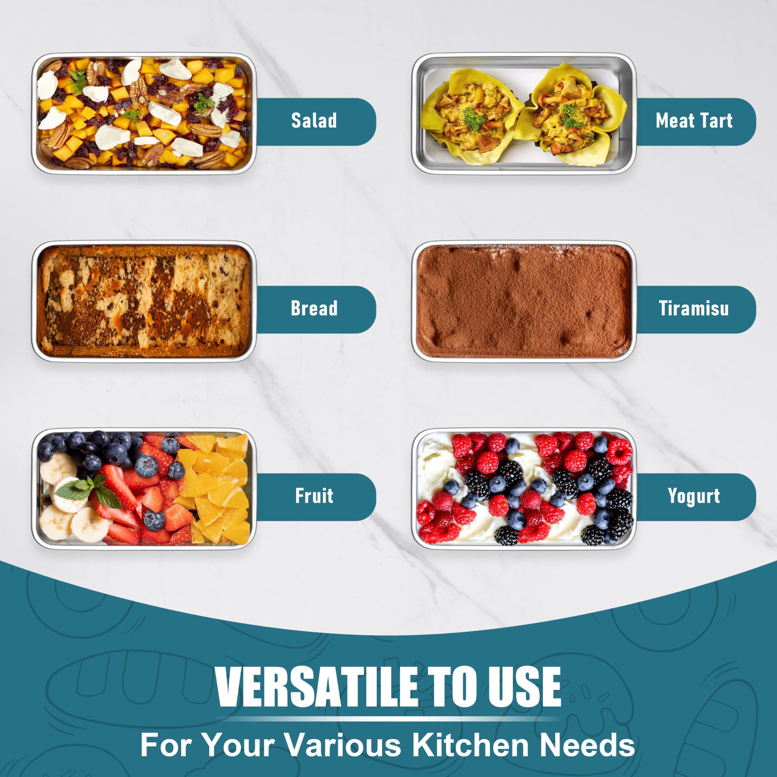 P&P CHEF Mini Loaf Pans Set, 6 PCS Small Bread Loaf Pan for Baking, 6.3 x 3.5 Inch Stainless Steel Baking Pans for Homemade Bread, Meatloaf, Cake and Brownies, Healthy & Non Toxic, Dishwasher Safe
