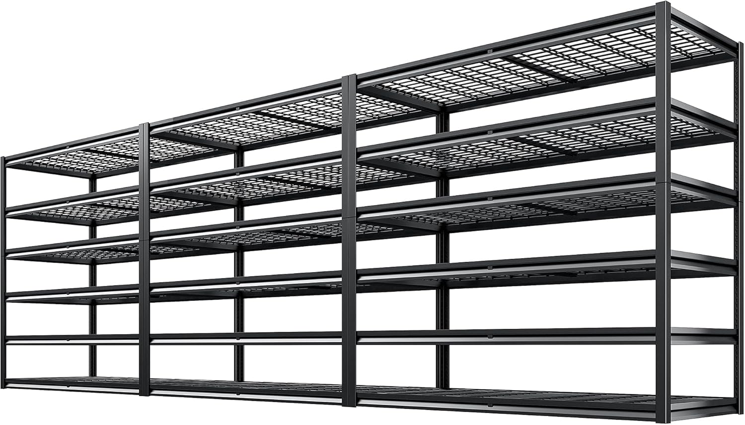 REIBII Heavy Duty Garage Shelving - Adjustable 6-Tier Metal Storage Unit, 55" W x 26" D x 84" H, Black | 3 Pack