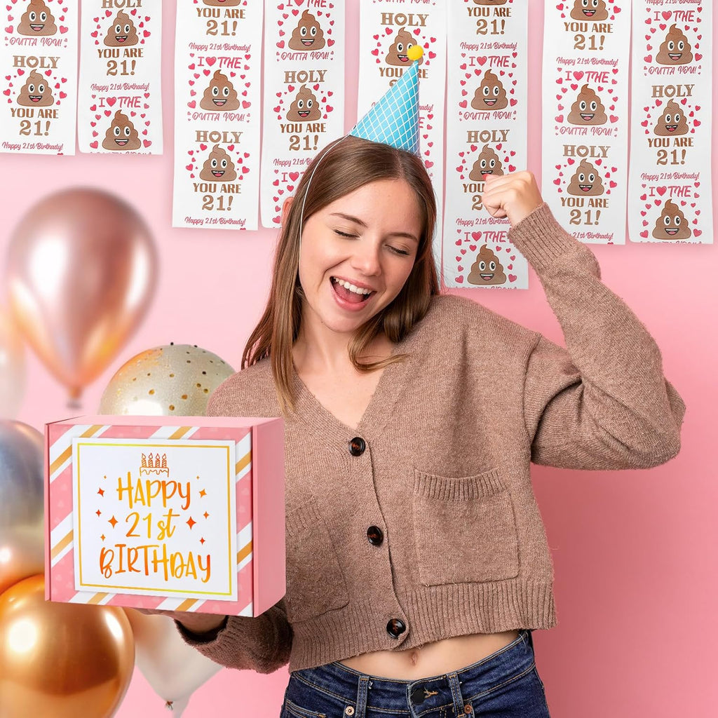 Skiennix 21st Birthday Gifts for Her | Unique & Funny 21-Year-Old Gifts - Wine Glass, Candle & Makeup Bag