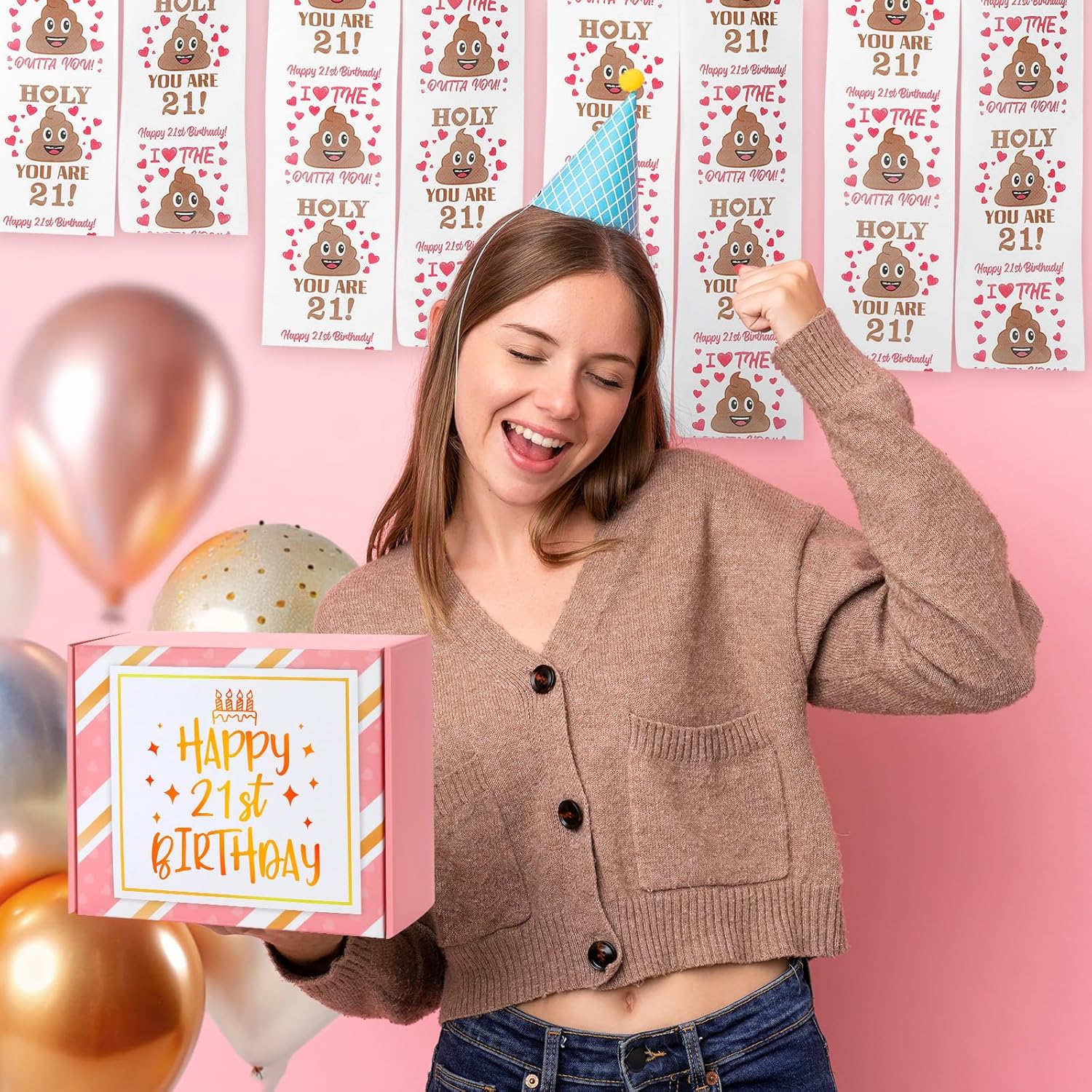 Skiennix 21st Birthday Gifts for Her | Unique & Funny 21-Year-Old Gifts - Wine Glass, Candle & Makeup Bag