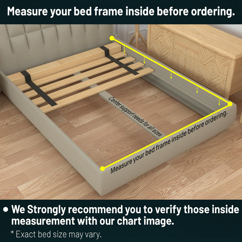 Treaton, 0.68-Inch Horizontal Wooden Bunkie Board/Bed Slats, 72" x 54", Beige
