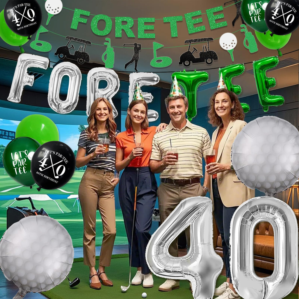 40th Birthday Decorations for Men, Golf Themed Happy 40th Birthday Party Decorations Balloons Numbers Banner Accessories Gifts for Men