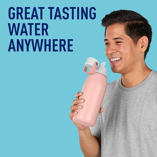 Brita Stainless Steel Water Bottle - BPA-Free, Insulated, Reusable, 32 oz, Rose - Lasts 2 Months