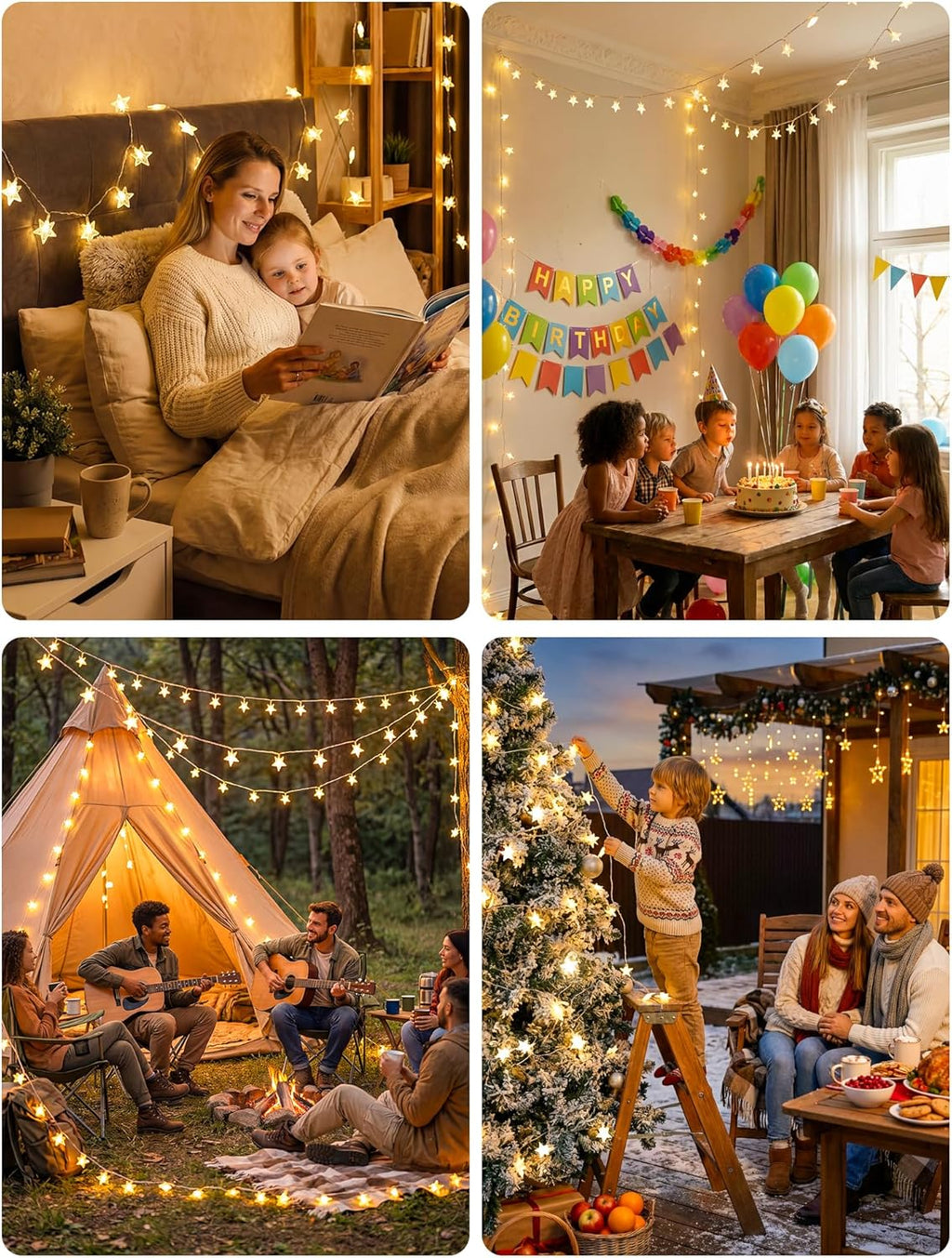 Star String Lights - 39ft 100LED Fairy Lights with Remote | Waterproof Indoor/Outdoor Decor - Warm White