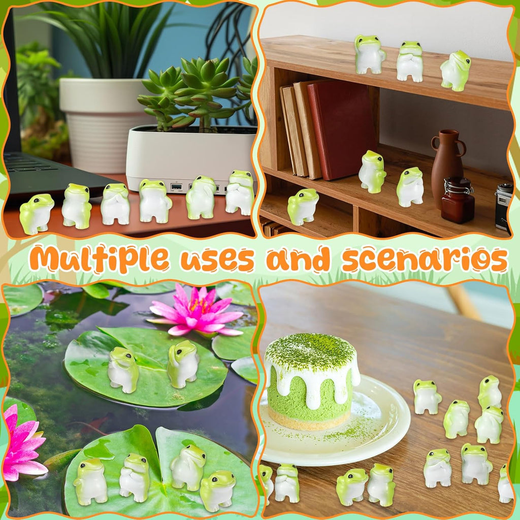 Novabright Mini Resin Frog Figurines - 30 Pcs Cute Statues for Home & Fairy Garden Decor