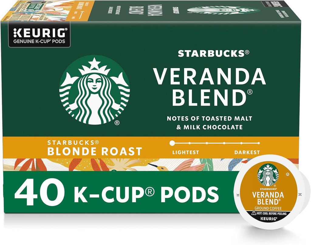 Starbucks K-Cup Coffee Pods - Blonde Roast Veranda Blend for Hot or Iced Coffee | 40 Count