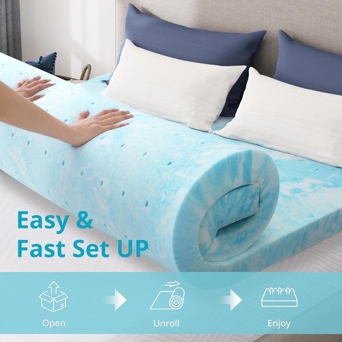CH Charme Mattress Topper - 2 Inch Gel Infused Memory Foam for Back Pain Relief | Twin Size, Cooling Pad, CertiPUR-US Certified