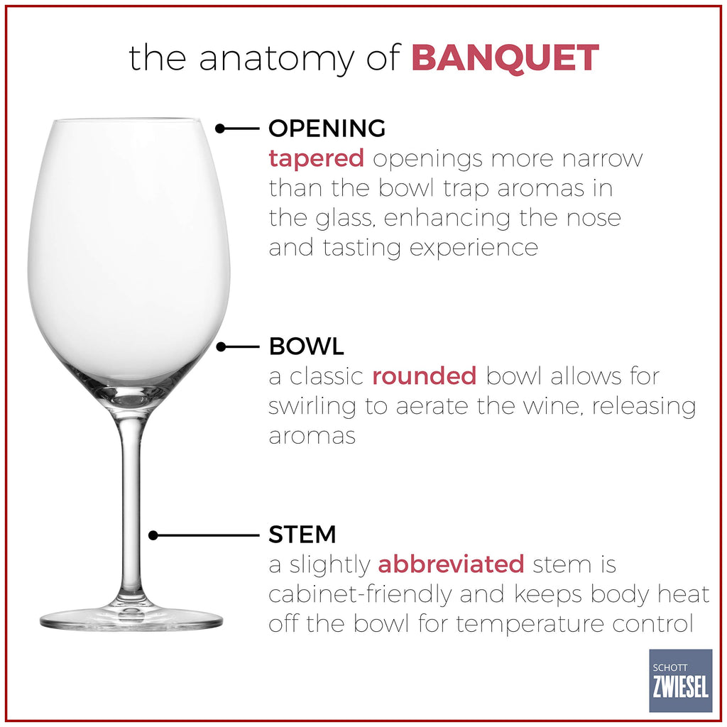Schott Zwiesel Tritan Crystal Glass Banquet Stemware Collection All Purpose Wine Glass, 8.6 Ounce, Set of 6,