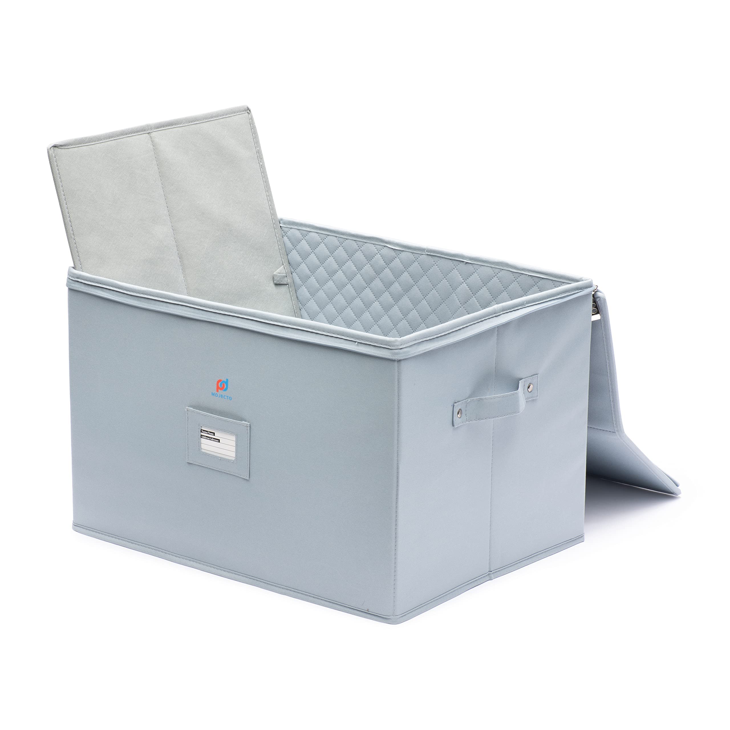 MOJECTO Extra Large Tall Hard Stemware Storage Box (20x15.5x13.2 In). 12-Large Padded Compartments For Wine Bottles, Glasses, Flutes, martini Up To 13.2 In Tall