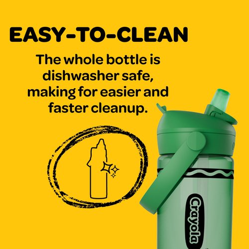 CamelBak Crayola Flip Straw Kids Water Bottle, Tritan Renew, Spill-Proof, 14oz, Violet