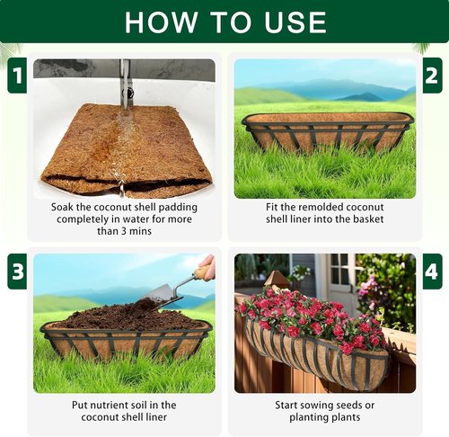 Coco Liner | Pre-Formed Replacement for Planters, Window Boxes & Fence Flower Baskets - 24in, 2pcs