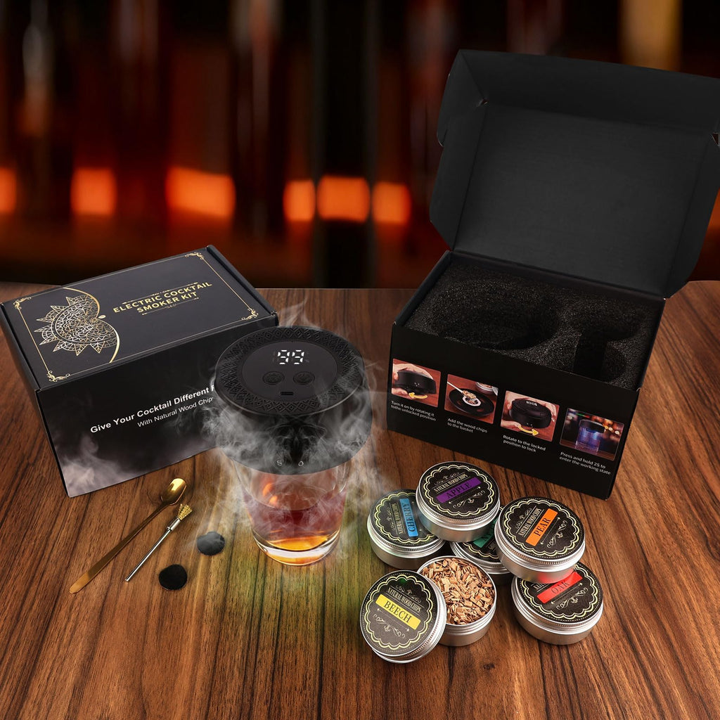 Electric Whiskey Smoker Kit, Fathers Day Mens Gifts for Men Dad Husband from Daughter Son Wife, Rechargeable Cocktail Smoker with 6 Wood Chips Built-in Lighter, Old Fashioned Bourbon Drink Smoker Kit