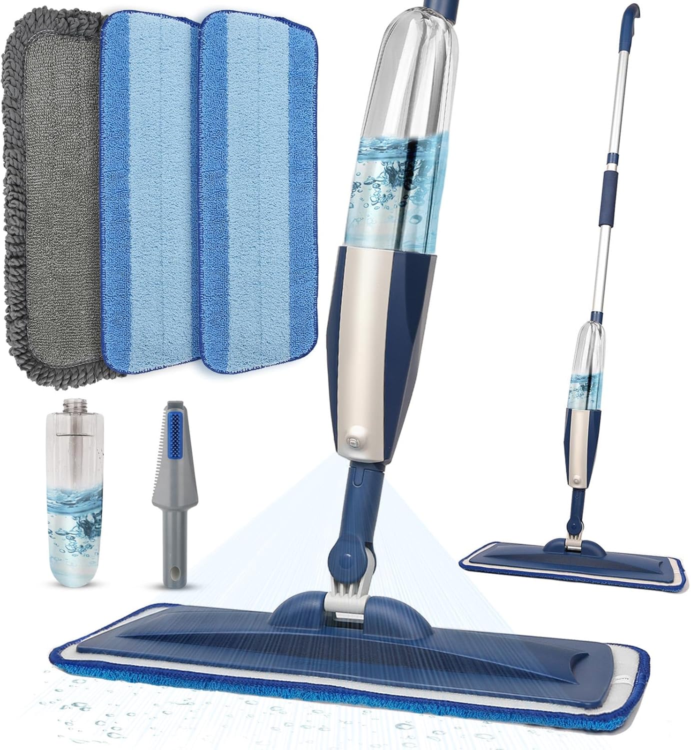 Skiennix Wet Spray Mop - 14 oz Refillable Bottle & 3 Washable Microfiber Pads | Ideal for Hardwood & Tile Floors