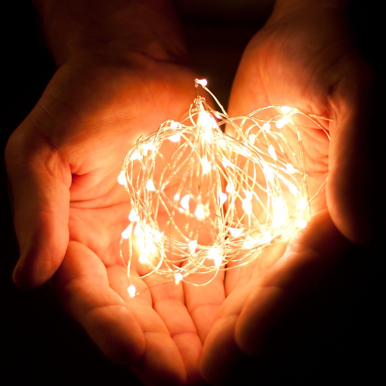 Skiennix 20 LEDs Warm White String Lights - 6.5 Feet Silver Wire, Battery Powered Fairy Lights for Indoor/Outdoor Decor