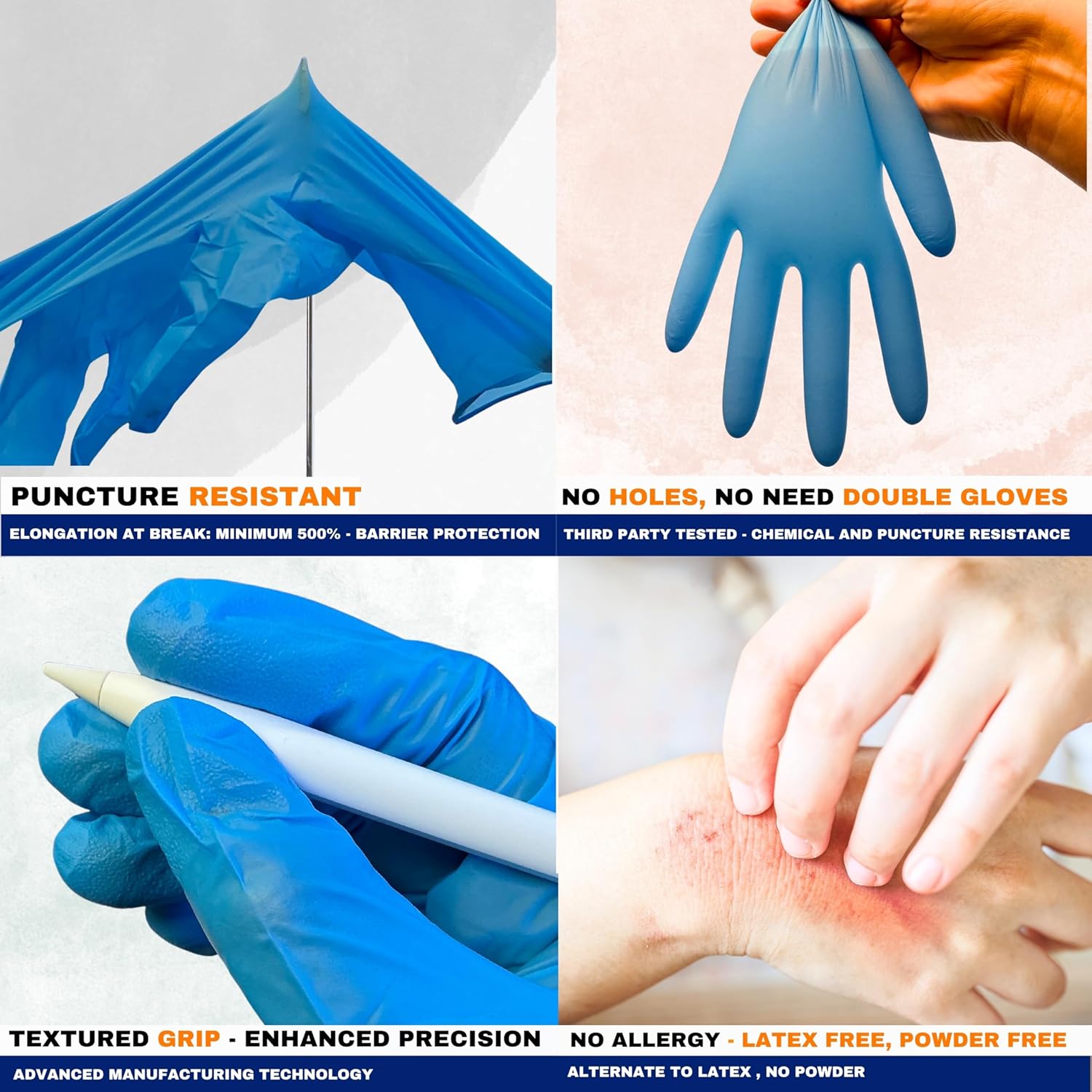 Nitrile Disposable Gloves - Latex-Free, Powder-Free, Food Grade for Lab & Cleaning | 3-6 MIL (Box)