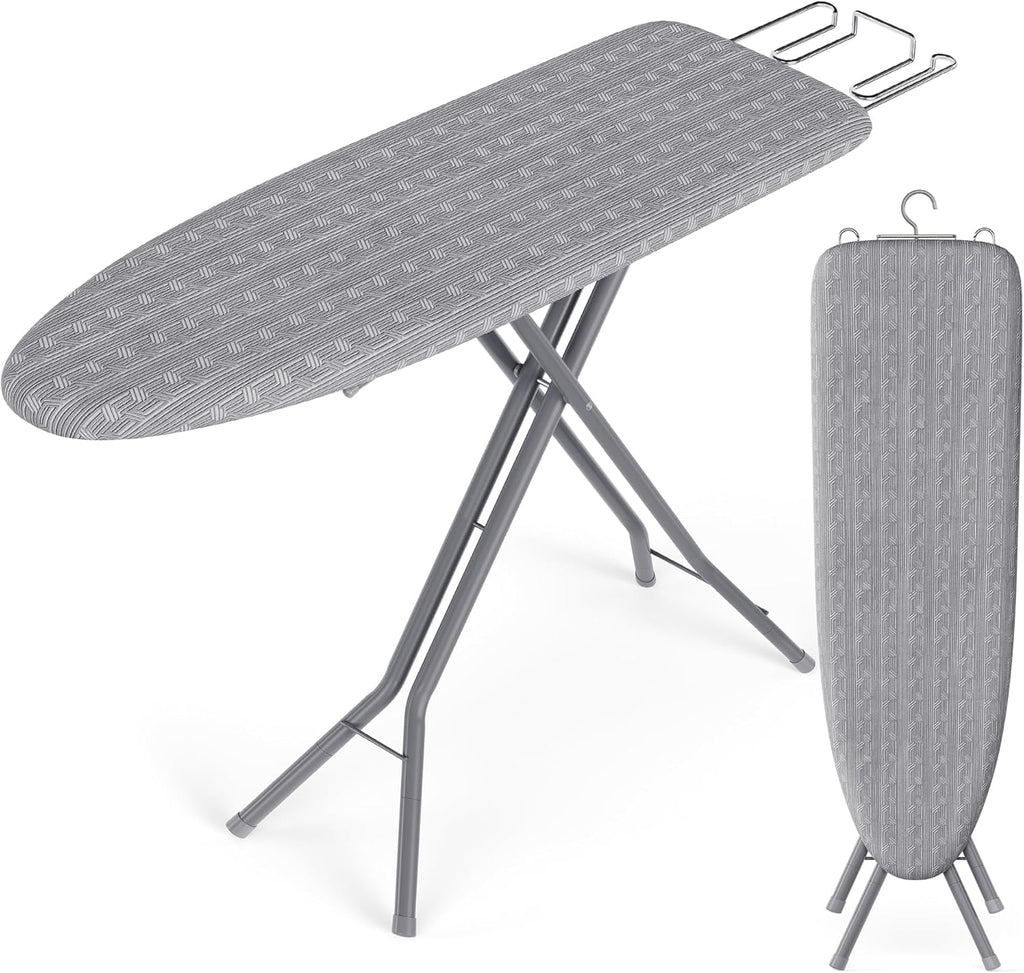 SONGMICS Ironing Board - Foldable & Height Adjustable Up to 35 Inches | 4-Layer Cover & Pad, Dove Gray