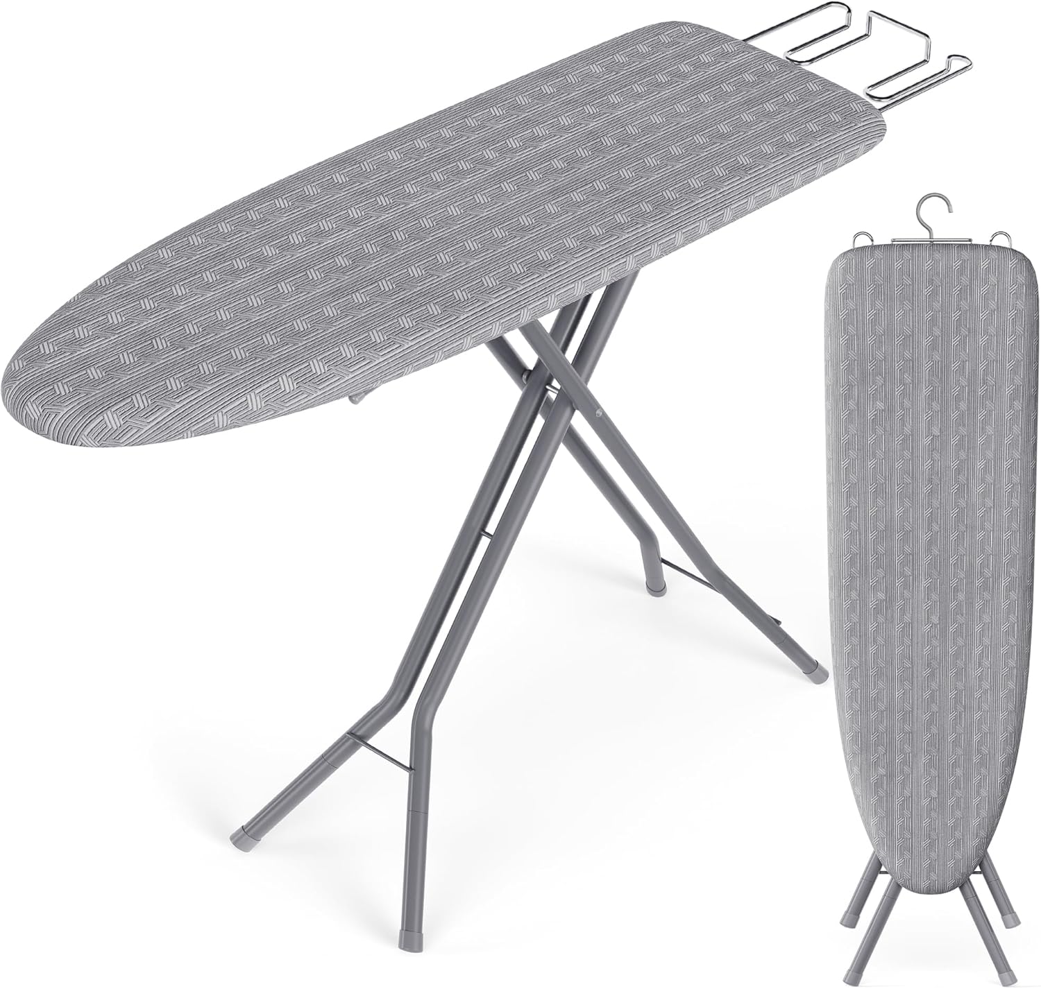 SONGMICS Ironing Board - Foldable & Height Adjustable Up to 35 Inches | 4-Layer Cover & Pad, Dove Gray