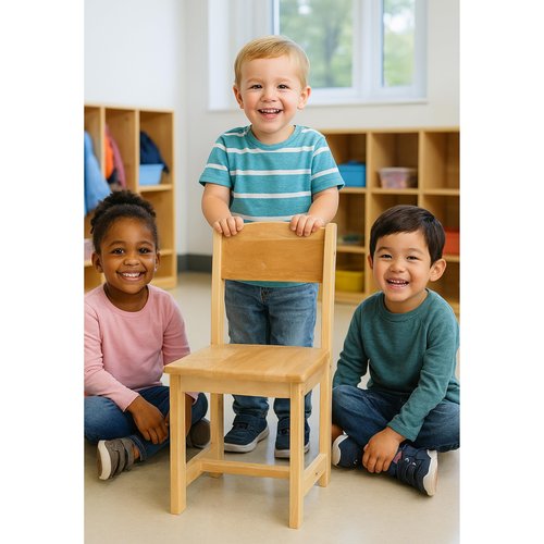 Constructive Playthings Solid Hardwood Children's Chair, Classroom Supplies, Pair with Kid Table for Preschool Learning Activities, 12"