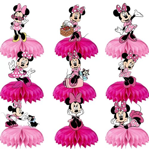Cartoon Birthday Decorations, Cute Honeycomb Table Centerpiece, 3D Table Decorations Birthday Party Supplies Party Decorations (Pink)