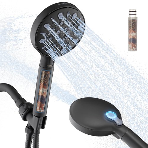 ANNWA Filtered Shower Head with Handheld, 8 Spray Mode High Pressure Showerhead with Filters, Detachable shower head, Water Softener Filters for Hard Water, Remove Chlorine(N8HS702MB-NA)