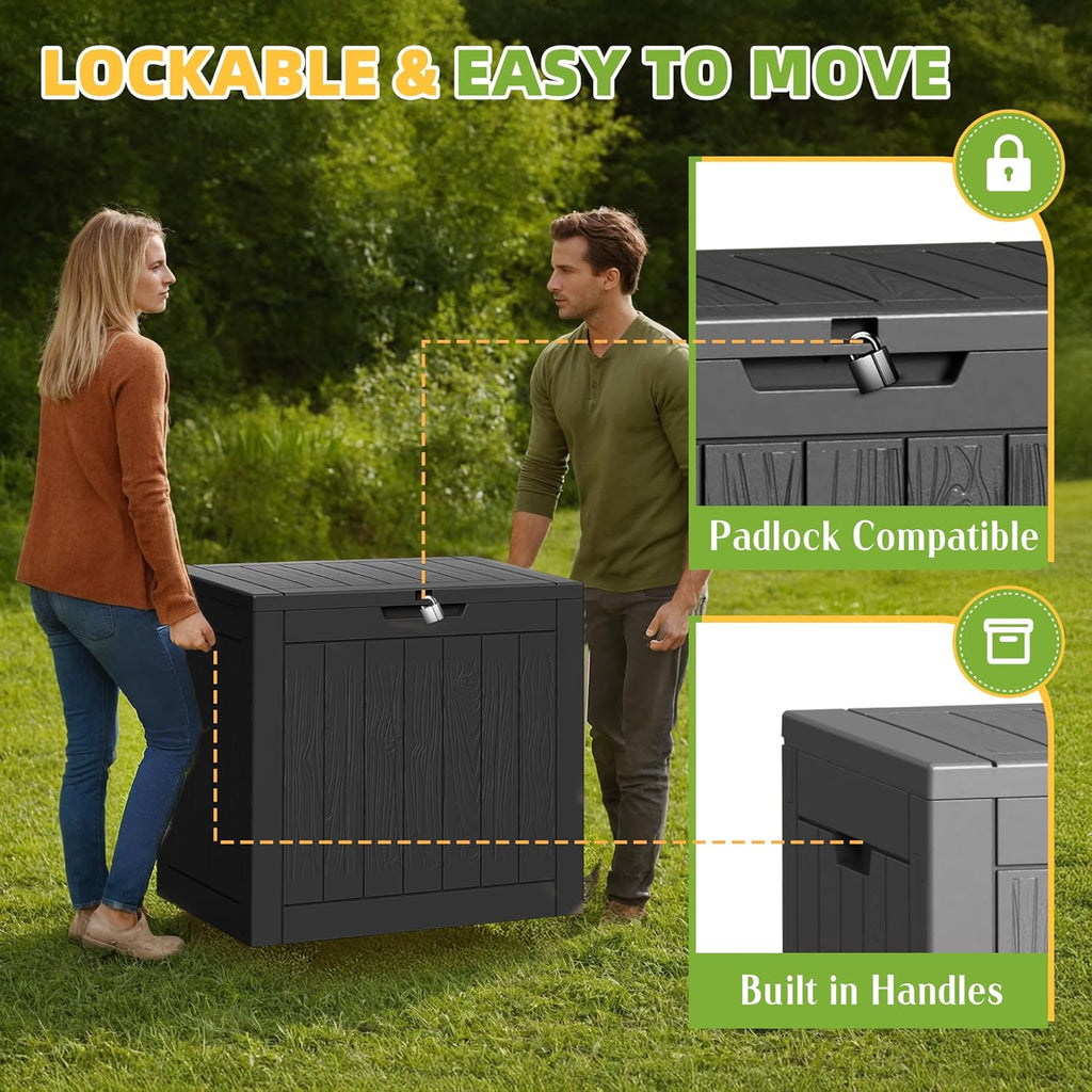 35 Gallon Resin Deck Box - Waterproof, UV-Resistant Outdoor Storage for Cushions & Tools | Black