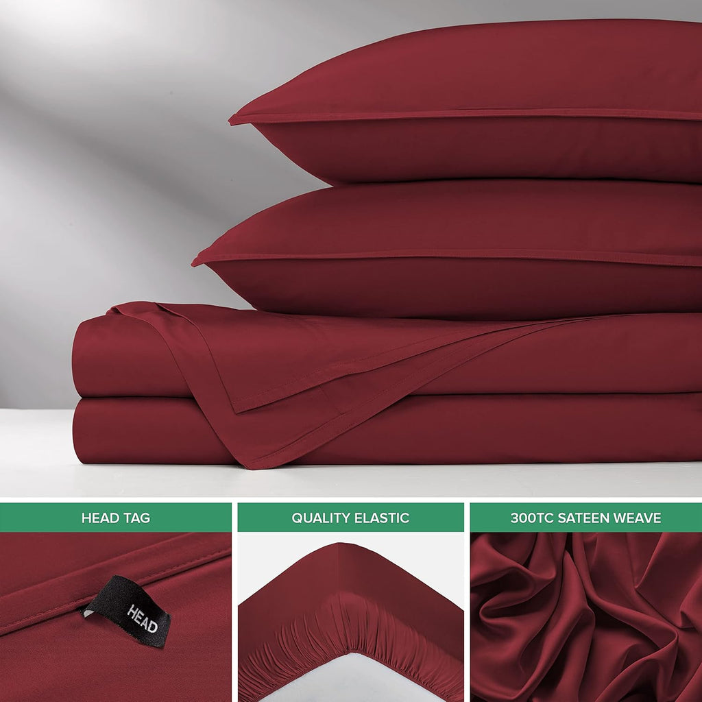 Pure Bamboo Twin Sheets - Luxuriously Soft 100% Organic Viscose Bed Sheet Set | Cooling & Durable (Twin, Merlot)