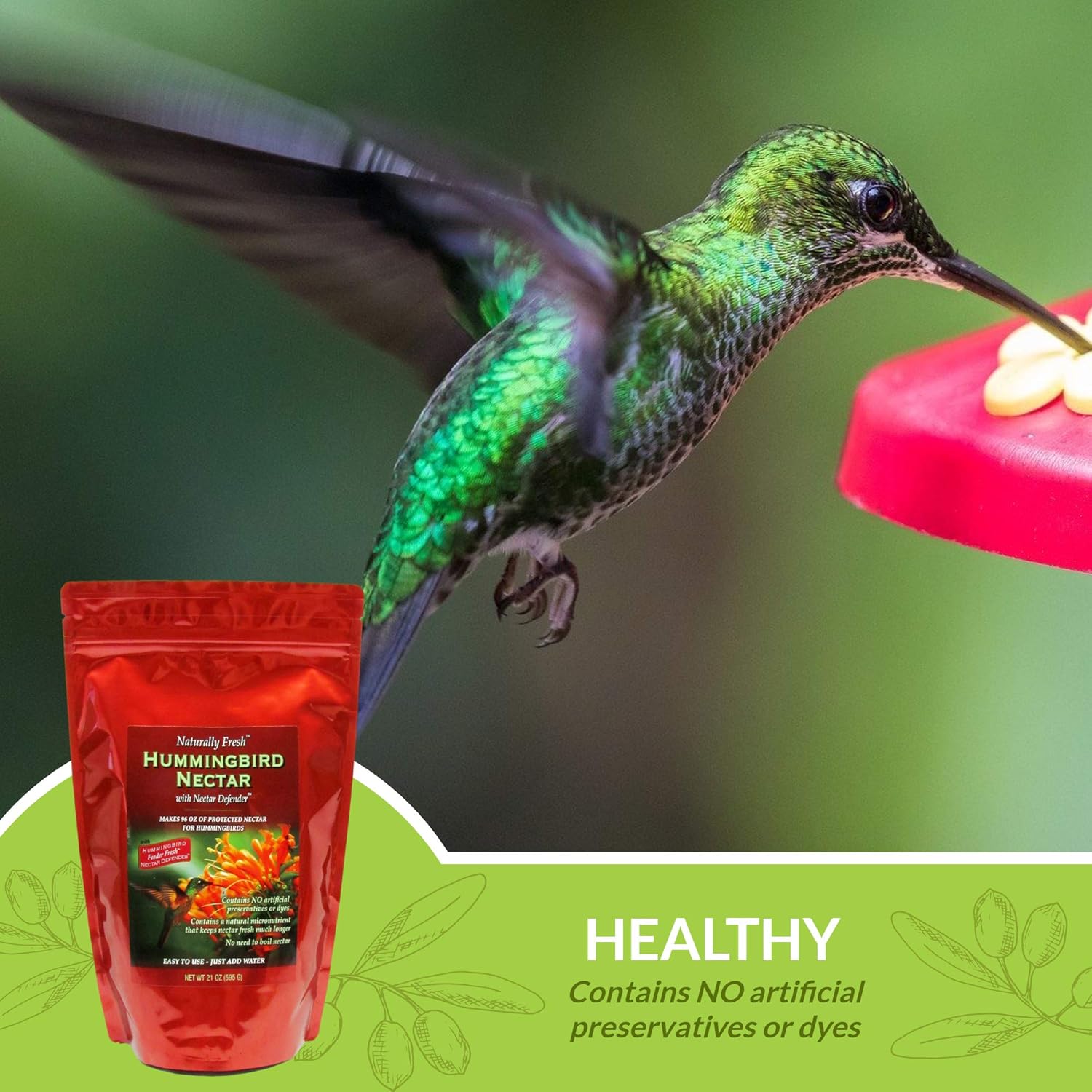Sapphire Labs Hummingbird Nectar - Naturally Fresh Powder Makes 96 oz | Lasts Longer with Nectar Defender